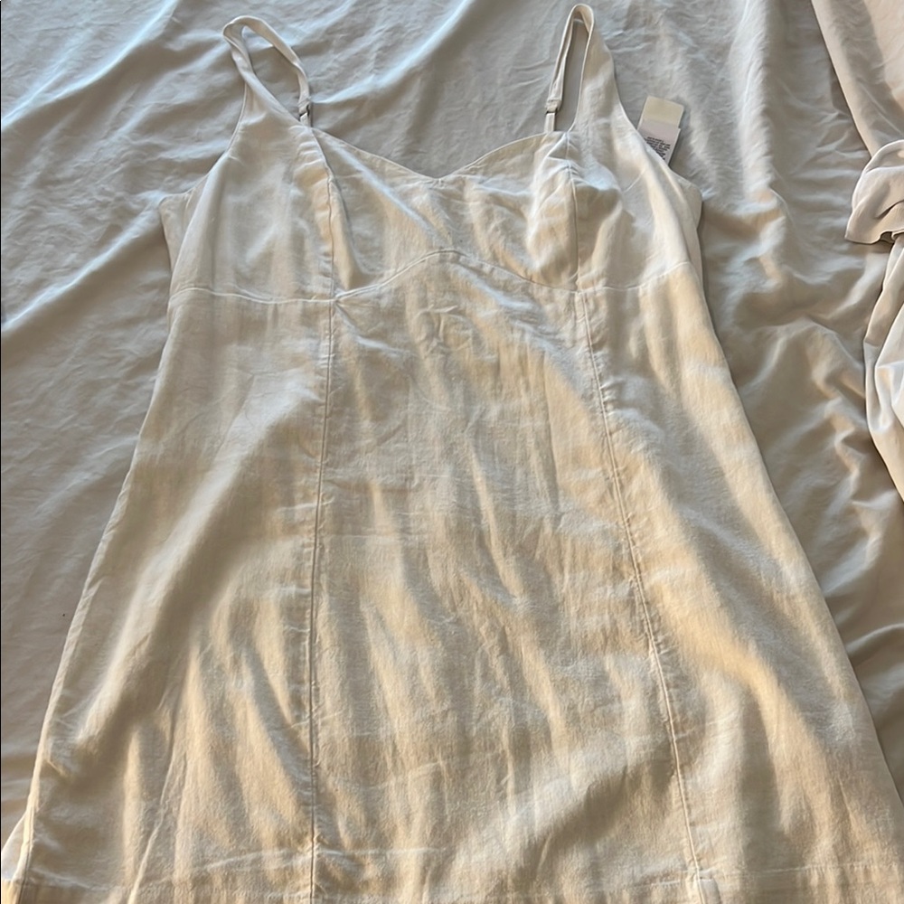 Abercrombie & Fitch White Linen Textured Dress